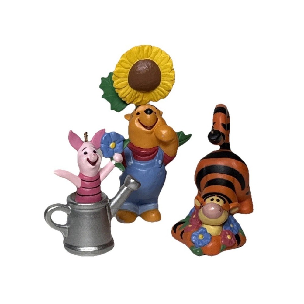 Hallmark Ornaments Garden of Piglet Pooh Tigger Set of 3 Flower Friends Vintage